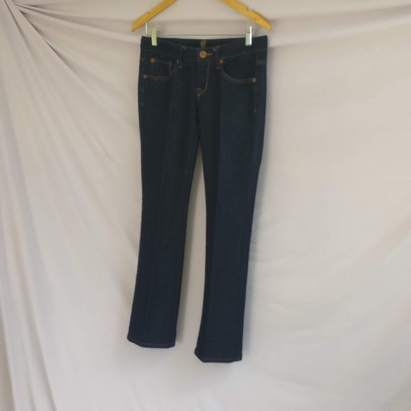 BEANPOLE MADE IN KOREA DIAMOND DECORATED BOOTCUT JEANS in BLUE WASH Medium Women - Picture 3 of 13